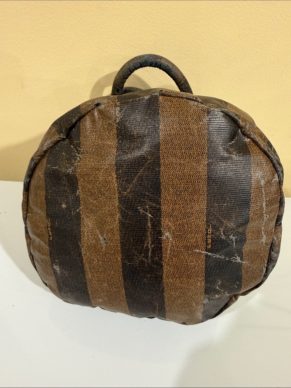 Fendi Brown and Black Striped Bucket Tote Shoulder Bag - Picture 6 of 15